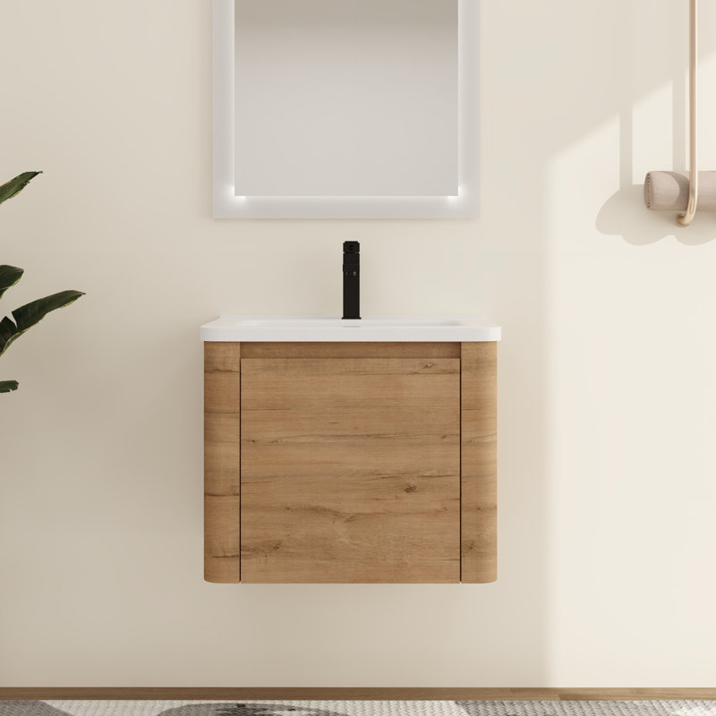 Ensemble de meuble-lavabo simple 24 po avec plateau en céramique Narnby, 24", Beige