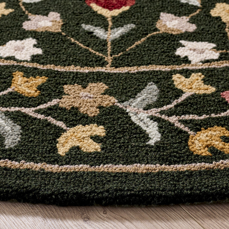 Chelsea Hand Tufted Wool; Cotton Floral Indoor Rug, 6'-0" x 6'-0" Round