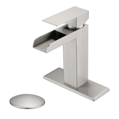Avelora Series Single Handle Waterfall Bathroom Faucet with Pop Up Drain and Stainless Steel Construction