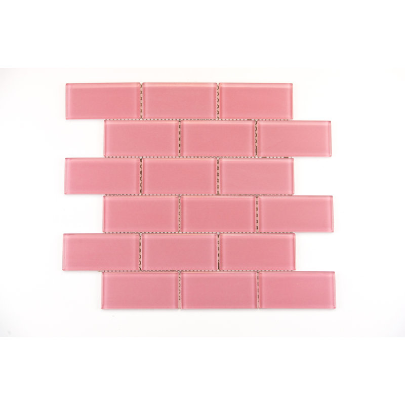 Torch Song 2'' W x 4'' L Glass Tile Mosaic Sheet, Pink