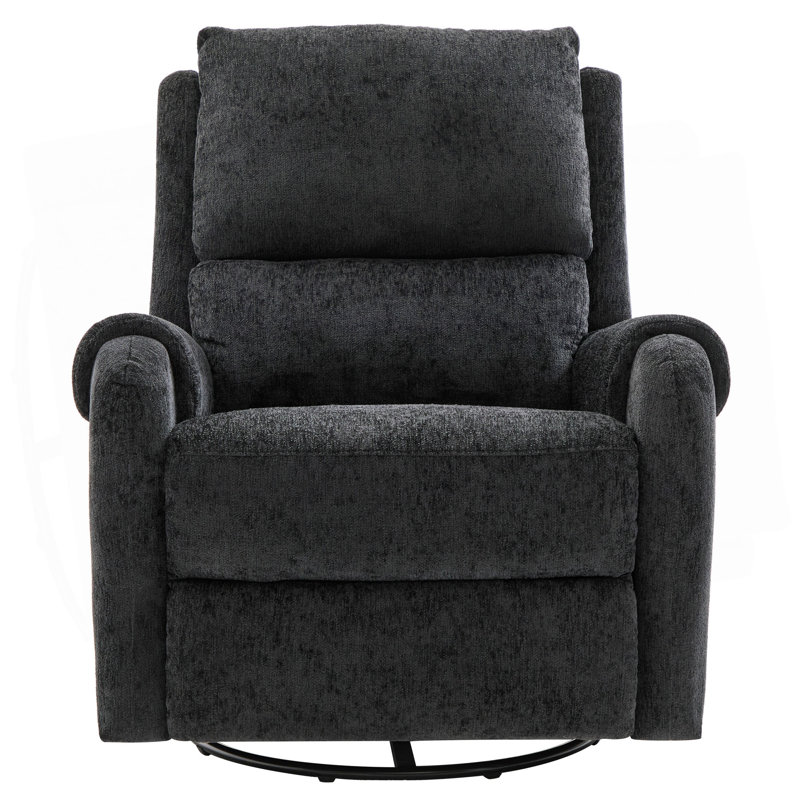 Ambria Manual Massage Recliner Chair With Swivel, Rocking, And Storage Pocket, Black