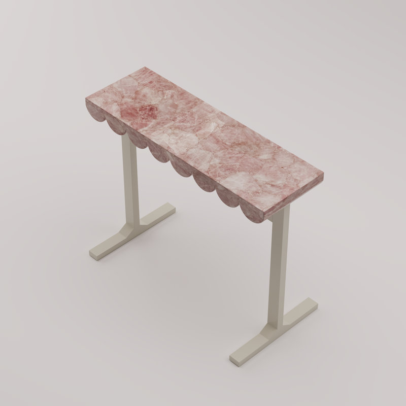 Wave Console Table, Pastel Turquoise, Pink Quartz