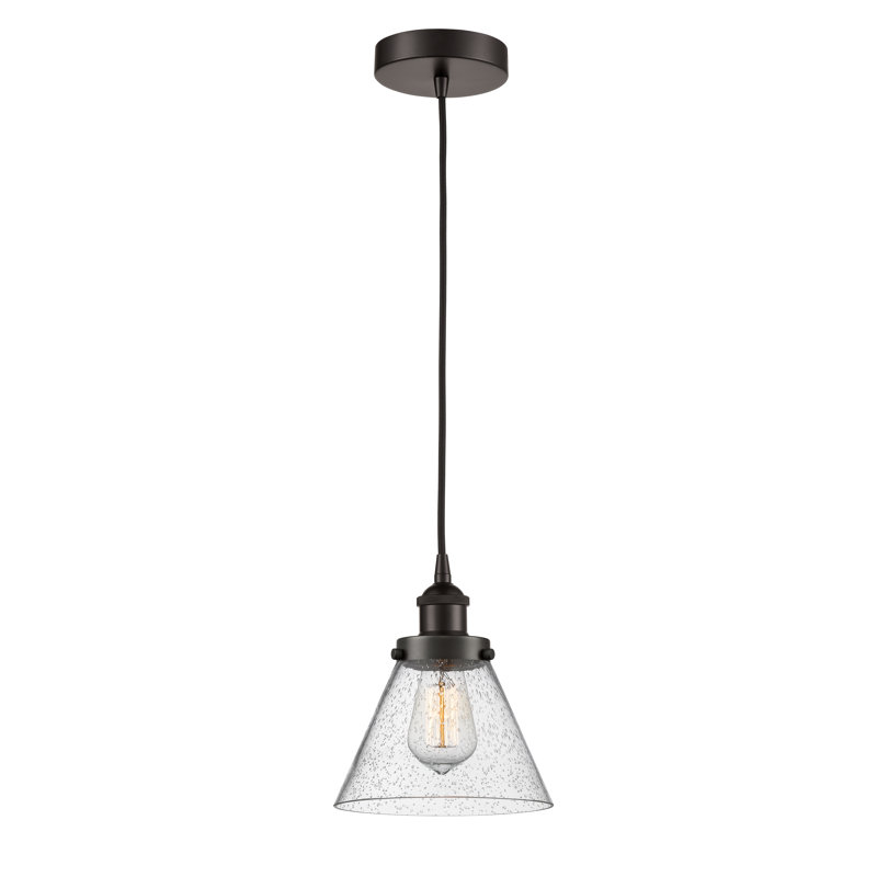 Luminaire suspendu conique à 1 lumière Annis, Granuleux / Petit cône, DEL, Bronze huilé