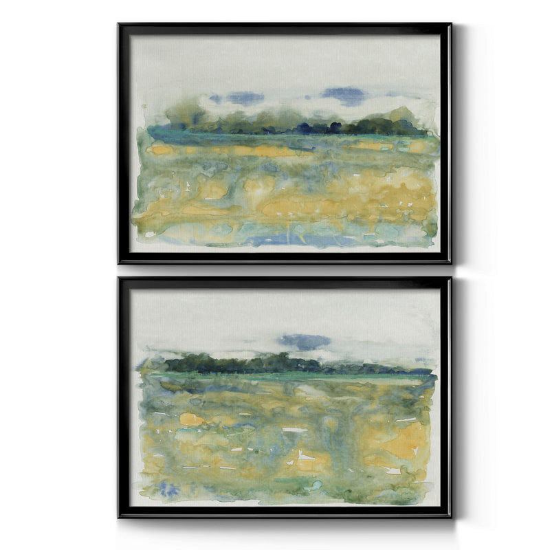 «Flowing Landscape I», ensemble de 2 reproductions de cadres photo, H 24,5 po x l 37 po, Noir