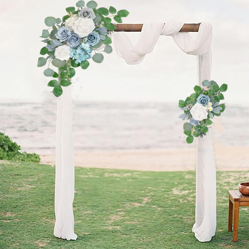 Décoration de mariage (paquet de 2) signe de bienvenue guirlande de fond de fleurs pour la réception de la fête chevalet mural décoration de la maison entrée du faux tableau extérieur tête de table