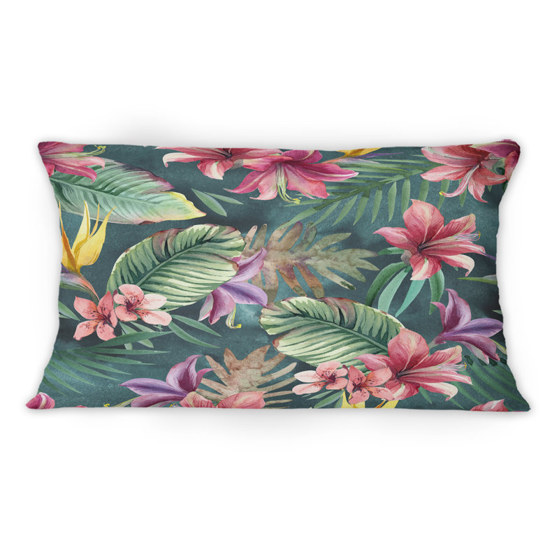 Coussin décoratif imprimé tropical 12 "x 20"