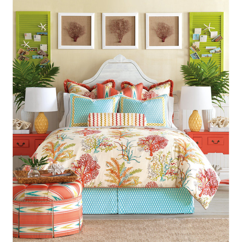 Maldive Coastal Cotton Duvet Cover, Super Queen Duvet Cover + 6 Additional Pieces