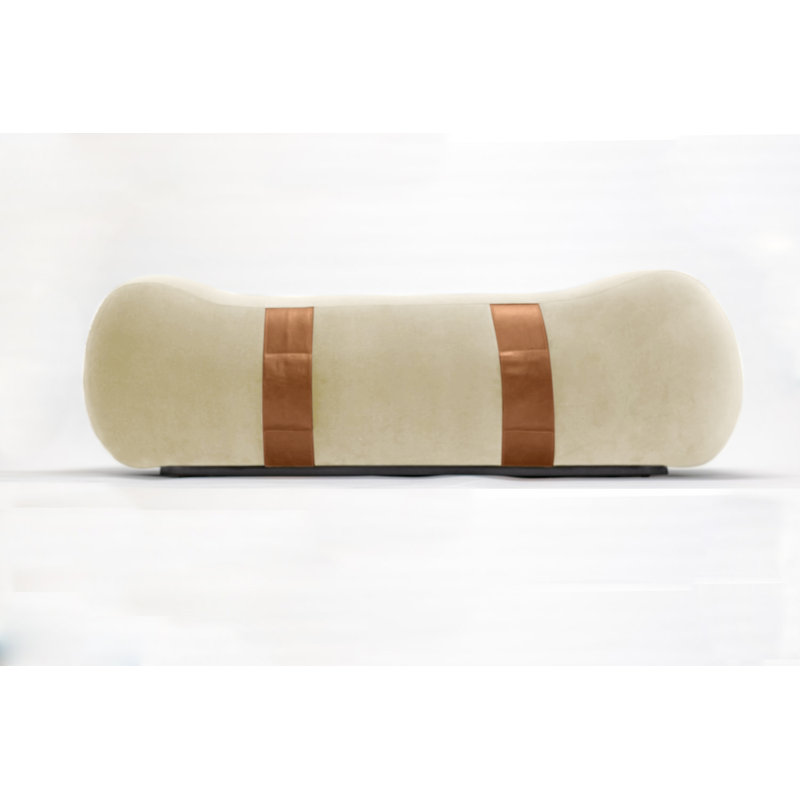 Milo Velvet Upholstered Bench, Shell/Chesterfield