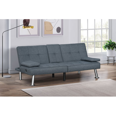 65" W Upholstered Convertible Futon Sofa Bed by Ebern Designs