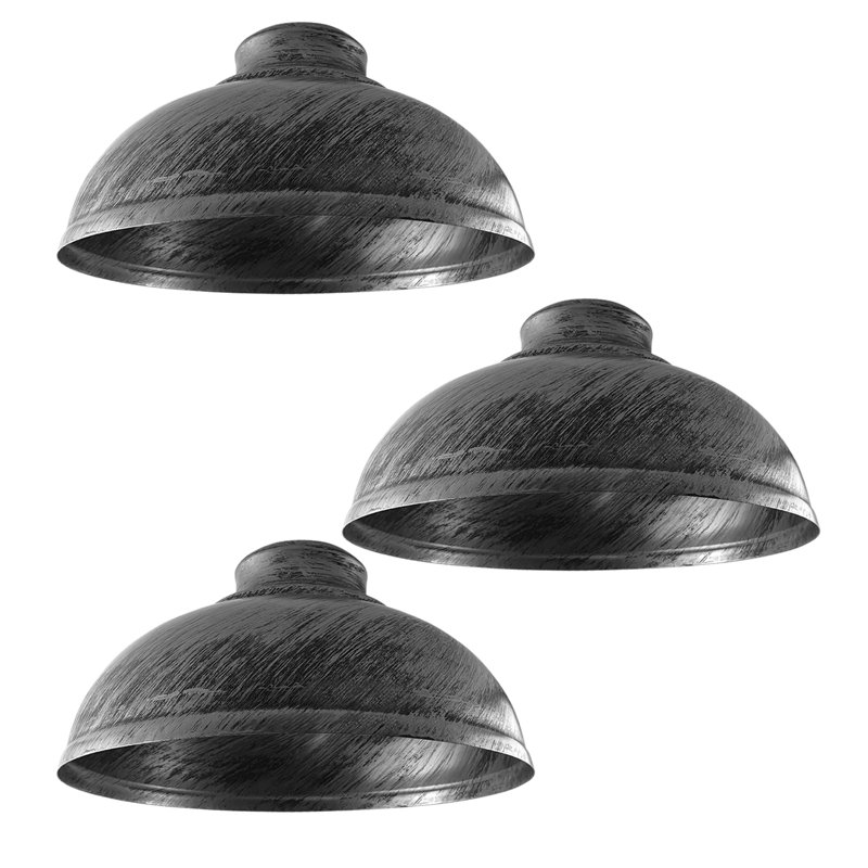 Trabelsi 17cm H Metal Dome Lamp Shade, Brushed Silver