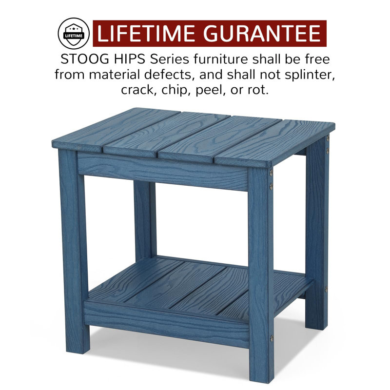 17.72 In. All Weather 2-Tier Rectangular Hips Outdoor Side Table，Blue, Blue