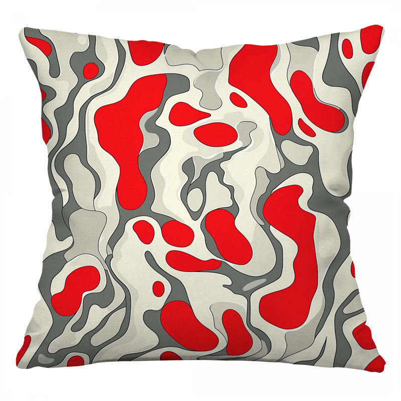 Coussin décoratif Red Swirls, Carré 14 po