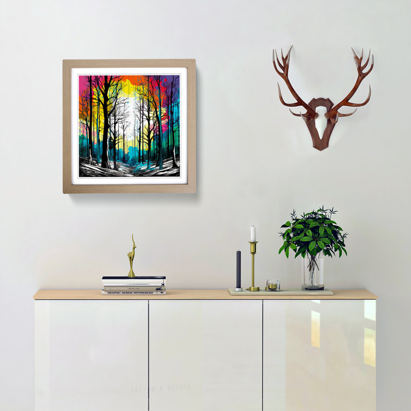 Winter Forest - Single Picture Frame Print on Wood, Oak