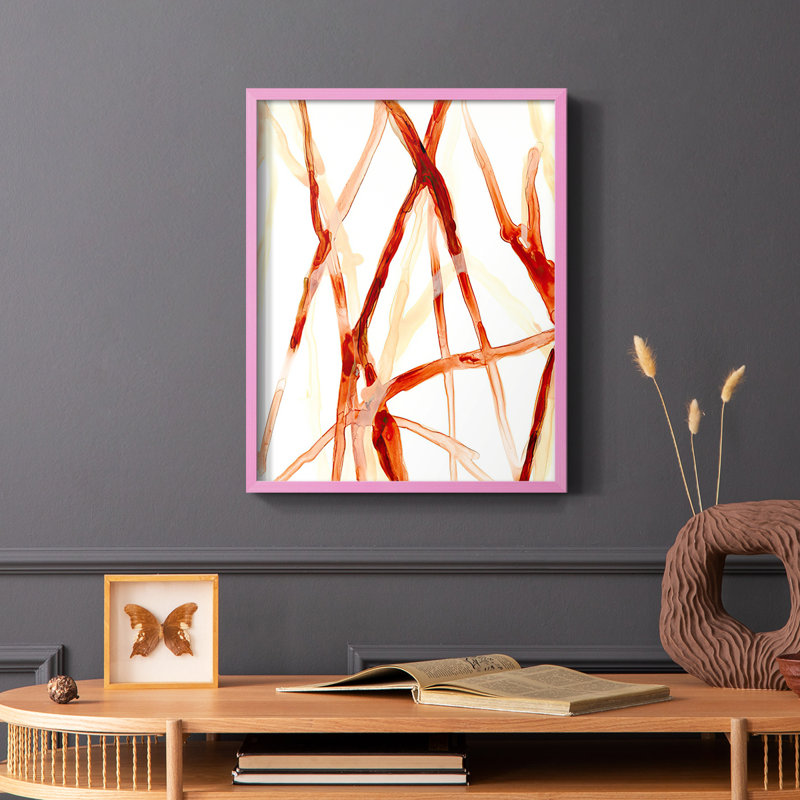 Runnel V Framed Print - Solid Wood, Pink, 10" H x 8" W