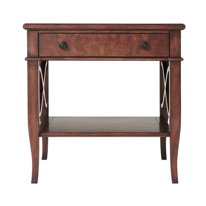Mahogany Veneer Rectangular End Table with Storage