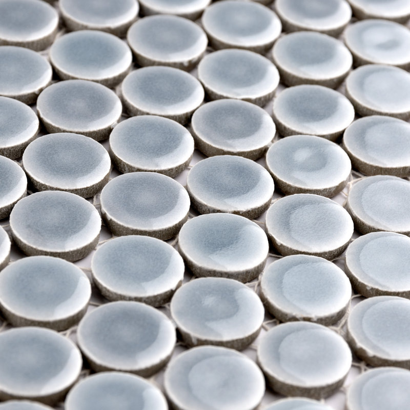 Hudson Penny Round 11-7/8 " x 12-5/8 " Porcelain Mosaic Floor & Wall Tile, Slate