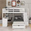 Lit superposé double au-dessus de simple avec bureau, tiroirs et tablettes-2055345865
