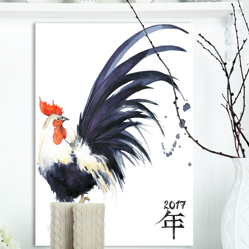 Coq - reproduction sur toile tendue, H 20 po x l 12 po x P 1po