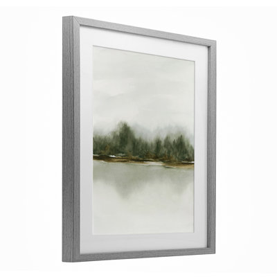 Reproduction encadrée sous verre abstrait vert, conception par 1x