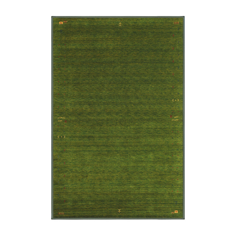 Tapis de zone vert contemporaine, Rectangle 5 pi x 7 pi