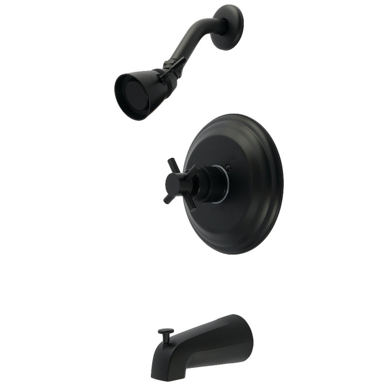 Robinet de baignoire et douche à pression équilibrée à poignée simple Kingston Brass Concord, Matte Black