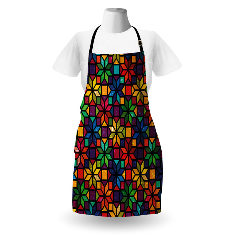 East Urban Home Geometric Apron Unisex, Window Glass Pattern, Adult Size, Multicolor