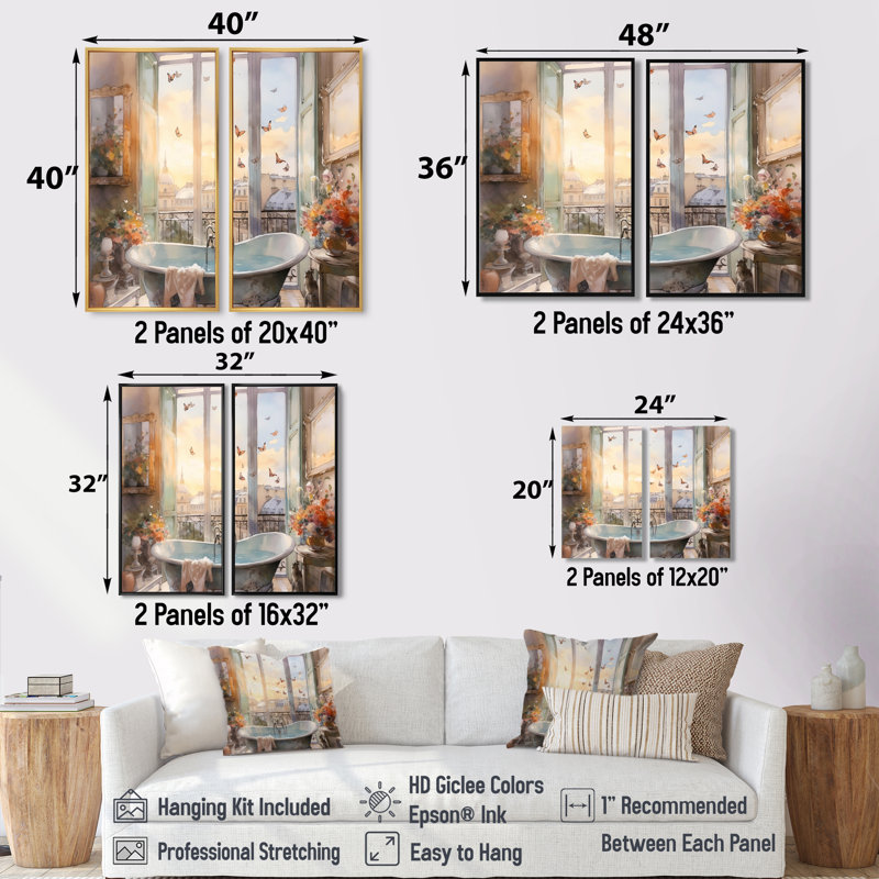 «Bathroom Whispering Butterflies I», art mural moderne doré, Noir, H 36 po x l 48 po, Impression encadrée flottante