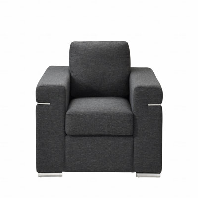 Fauteuil rembourré en tissu noir Linen