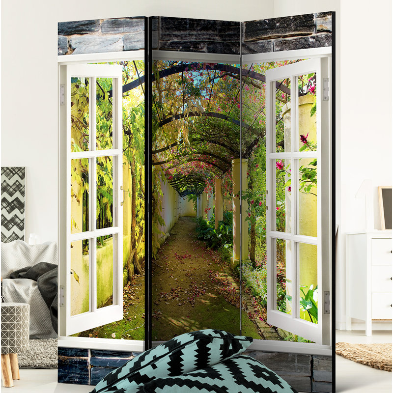 Choual Solid Wood Folding Room Divider, 3