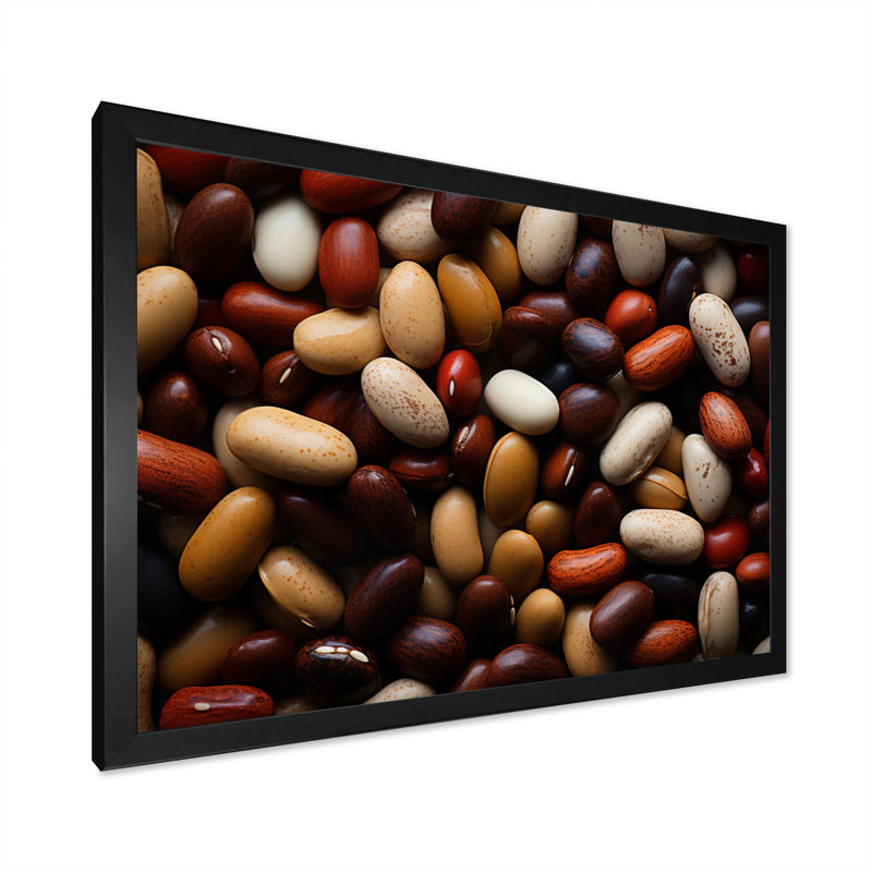 «Brown White Nuts Still Life», reproduction sur toile, Cadre simple noir, H 12 po x l 20 po x P 1 po