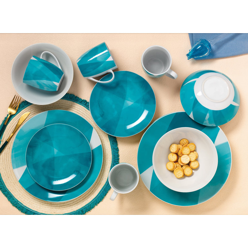 Service de table géométrique 16 pièces, service pour 4, Vert