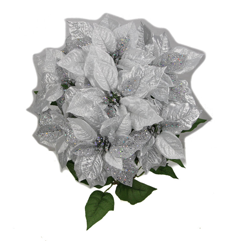 Arbuste faux poinsettias à 7 tiges, Argent