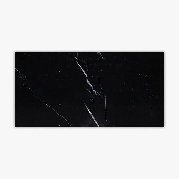 Nero Marquina 3" x 6" Marble Stone Look Subway Wall & Floor Tile