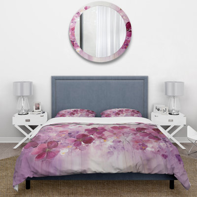Ensemble de housse de couette floral Fuchsia Country Charm Flower's II - microfibre de polyester
