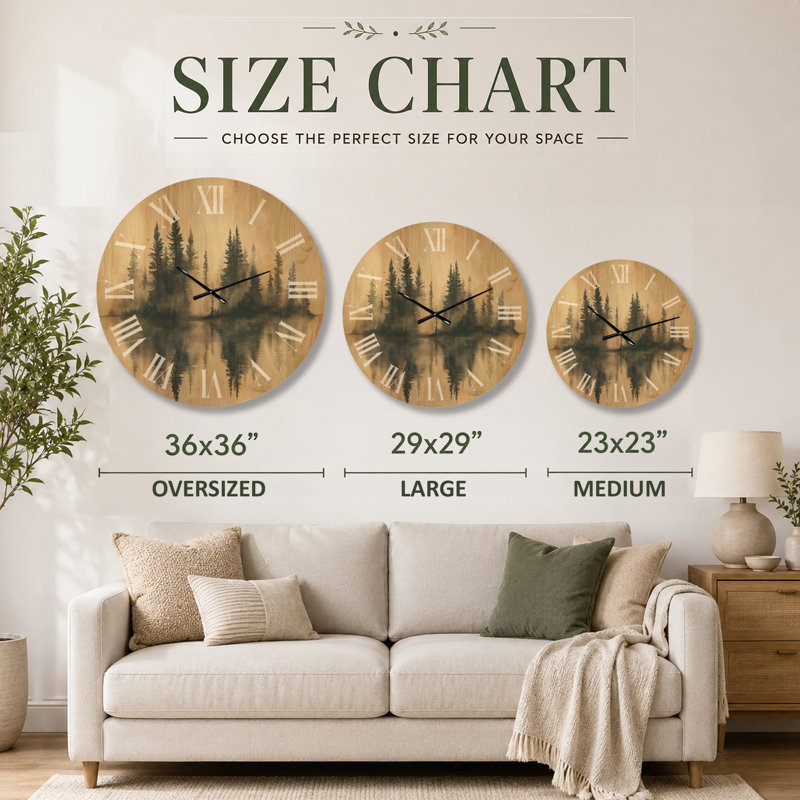 Horloge murale en bois Scenic Non-Ticking, Large