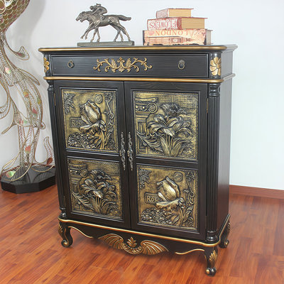 Black Solid + Manufactured Wood Shoe Storage Bench