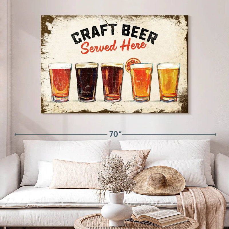 Plaque murale rétro «Craft Beer», H 34 po x l 51 po