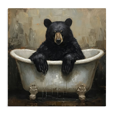 Toile Black Bear Bath Time, design par Tina LeCour