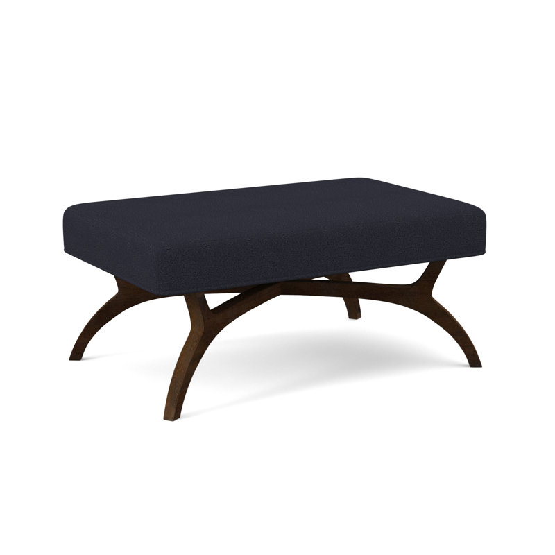 Banc rembourré Ansel, Noyer américain, Marine de Venise