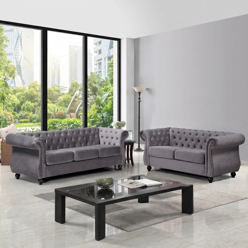 Fauteuil d'appoint Chesterfield, Grey, Black