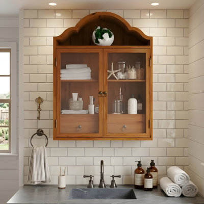 Armoire murale rétro en bois massif patiné