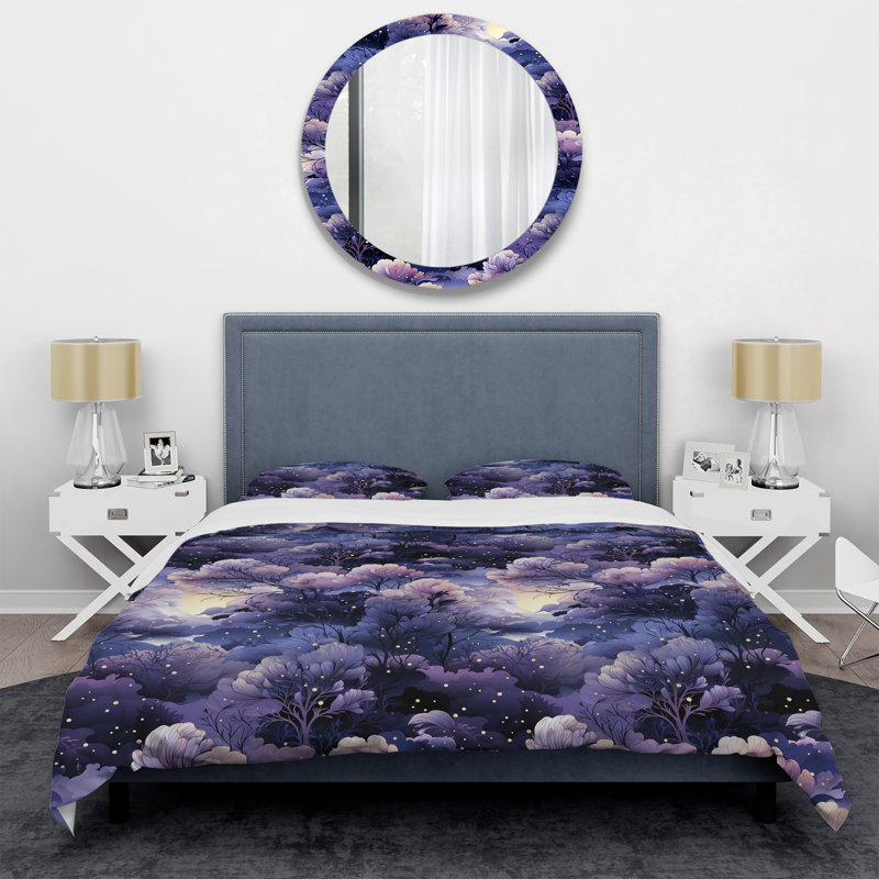Ensemble de housse de couette Ethereal Moonbeam Moody, Housse de couette pour grand lit et 2 taies décor