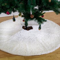 GetUSCart- iMucci 36inch/0.72LB Chirstmas Tree Skirt Snowy White Plush  Velvet Wool-Like Tree Skirt Holiday Party Decoration (Tree Skirts, 36 inch)  ?