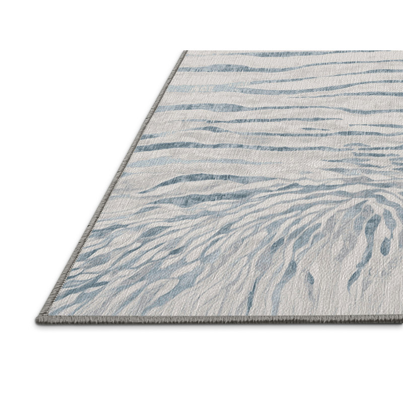 Tapis gris lavable à la machine, Rectangulaire 3 pi x 5 pi