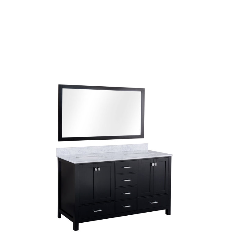  Ensemble de meuble-lavabo double 61 "avec miroir 61", Espresso