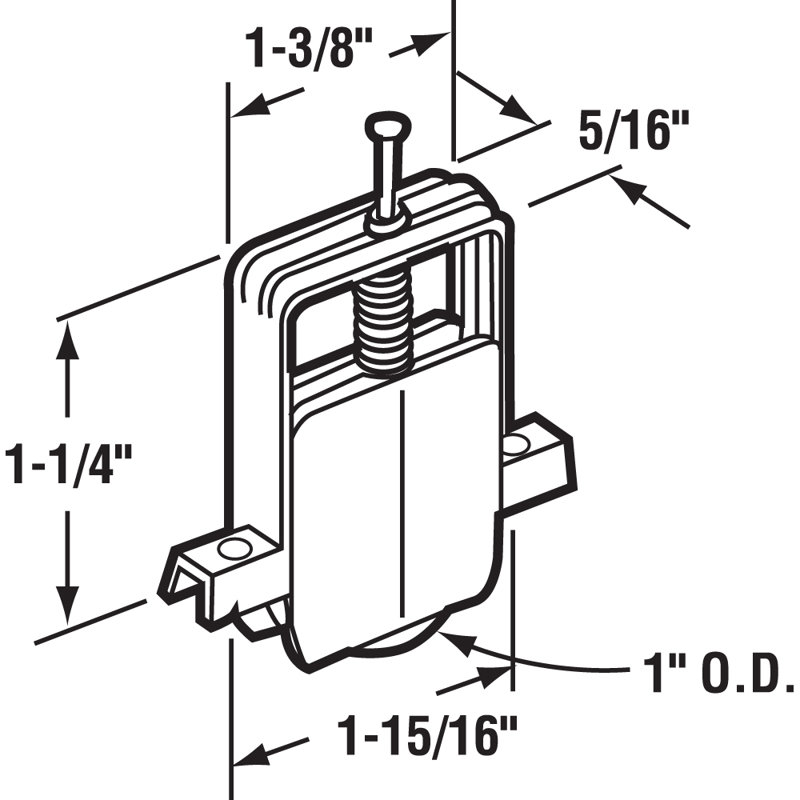 Rouleau de porte coulissante en nylon 1 po (paquet de 2)