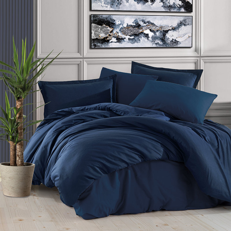 Ensemble de housse de couette 100% coton Ranforce, ensemble de literie de luxe 3 pièces avec fermeture. Housse de couette de couleur unie à très grand motif