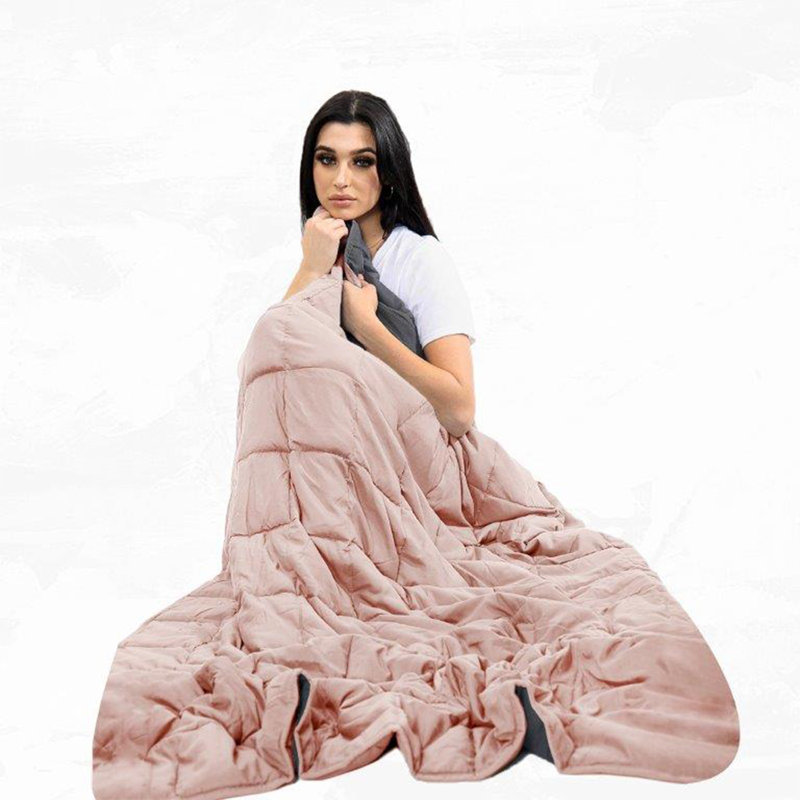 REVERSIBLE SUPERSOFT WEIGHTED BLANKET 6159 - 6.8 KG 150X200 BLUSH PINK/GREY