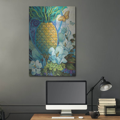 Red Barrel Studio® «Pineapple Floral» par David Galchutt, art mural en métal