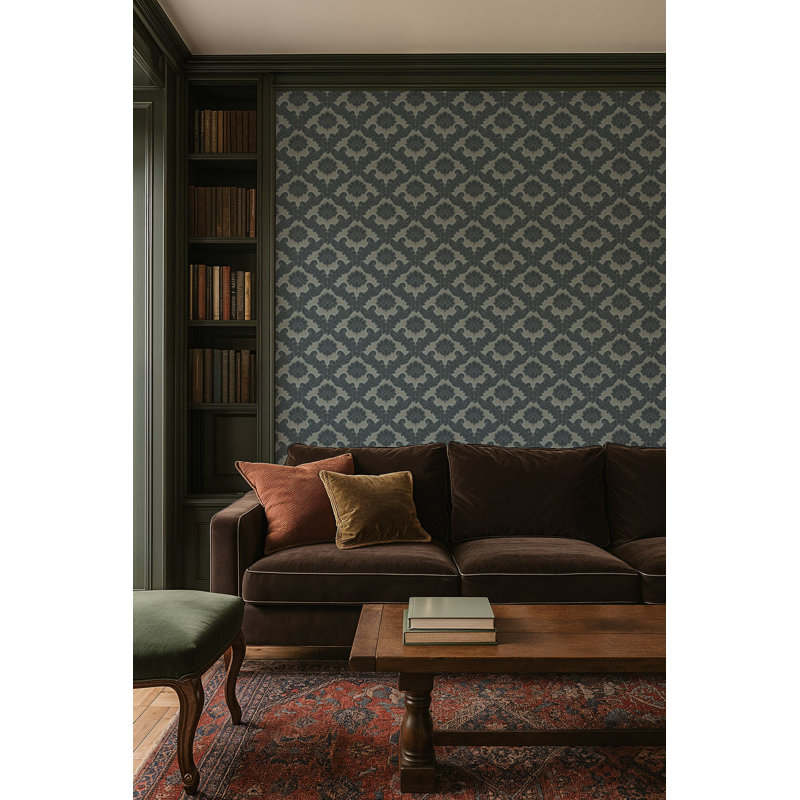 Drawing Room Leaf - Pewter Blue Wallpaper